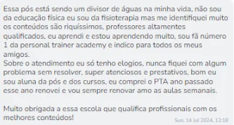 Depoimento de aluno da Pós