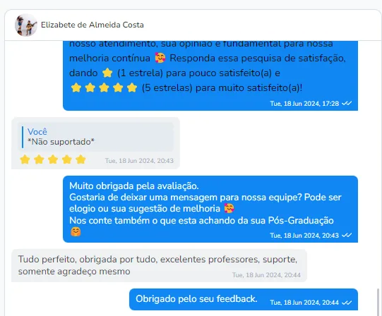Depoimento de aluna da Pós