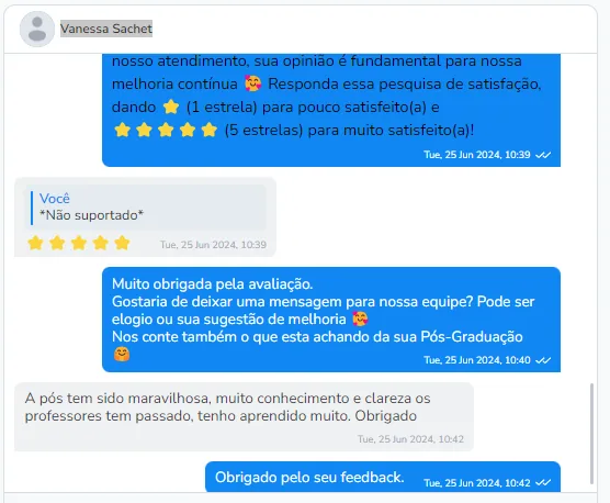 Depoimento de aluna da Pós