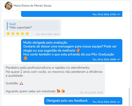 Depoimento de aluna da Pós