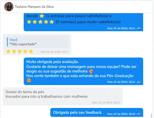 Depoimento de aluna da Pós