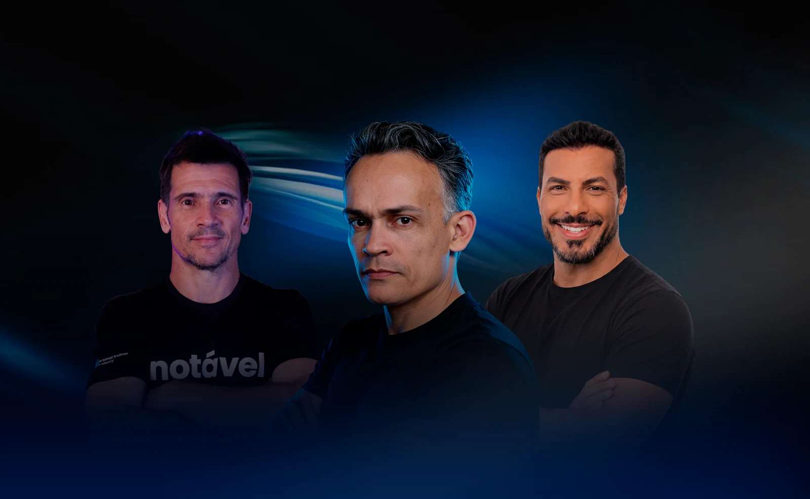 Professores da pós-graduação em Biomecânica: André Albuquerque · João Moura · Bruno Sá