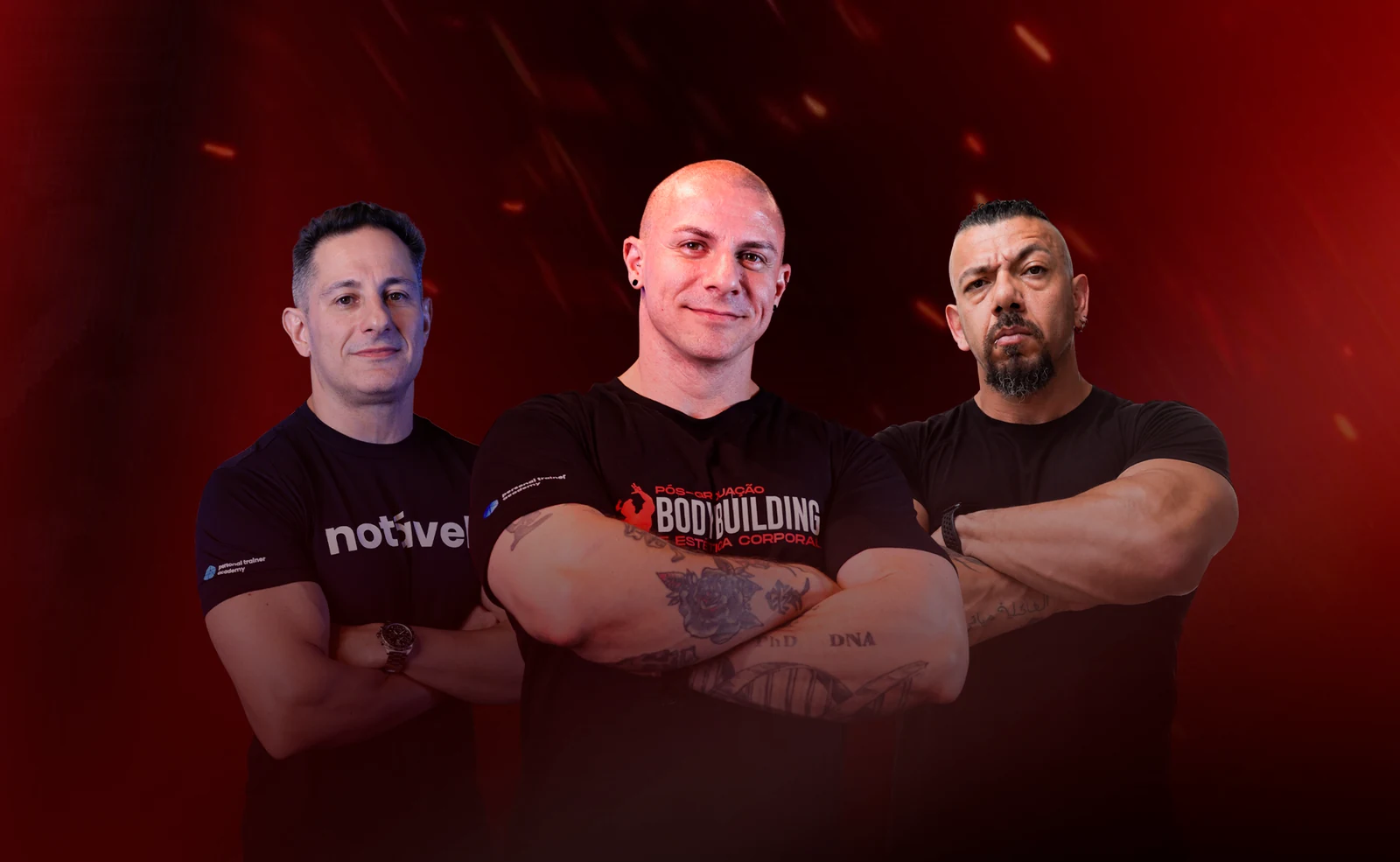 Professores da pós-graduação em Bodybuilding: Walter Krause · Adam Abbas · Gustavo Zorzi