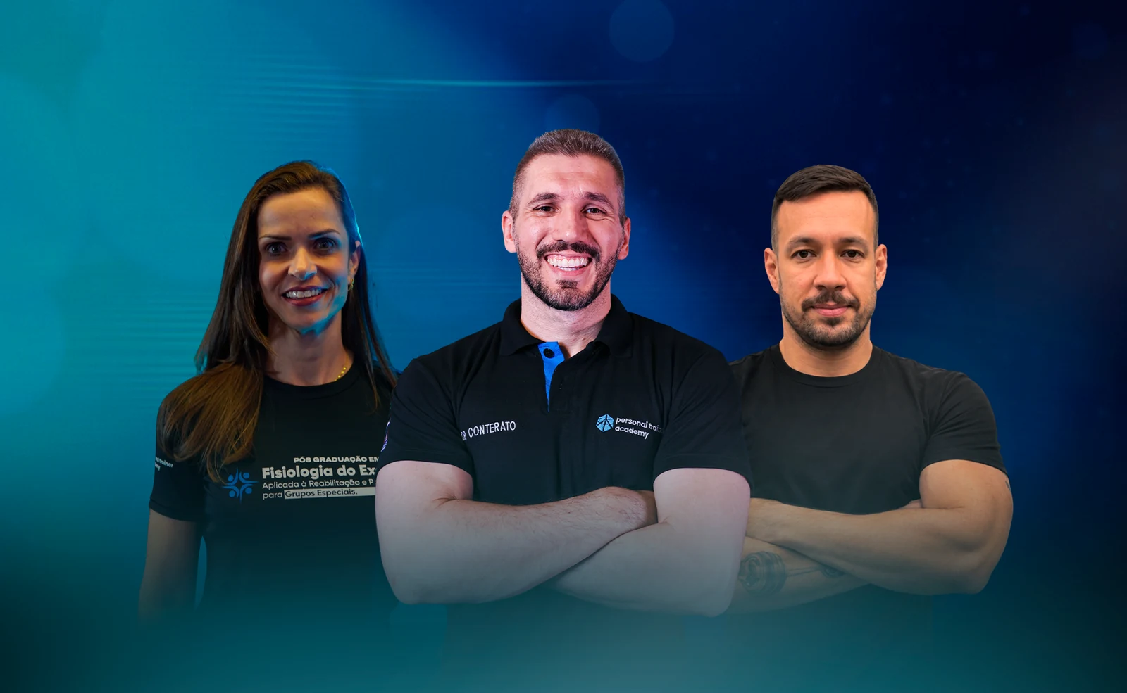 Professores da pós-graduação em Fisiologia do Exercício: Igor Conterato · Bárbara Braga · Rodolfo Raiol